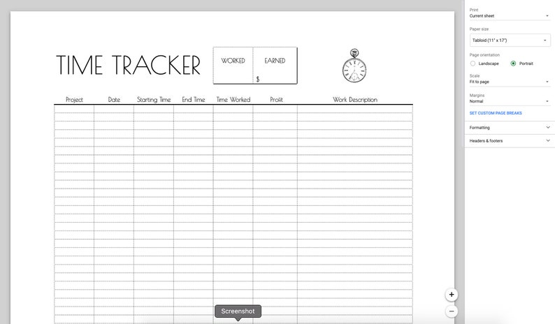 Freelance Time Tracker Printable BONUS Link to Get the Google Drive ...