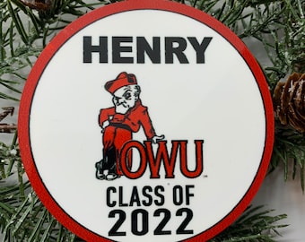 Ohio Wesleyan University personalized ornament Battling Bishop