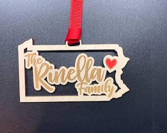 Personalized State Family Name Ornaments