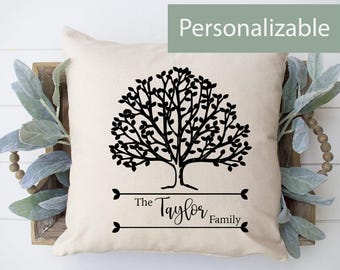 Personalized family name tree pillow | housewarming gift