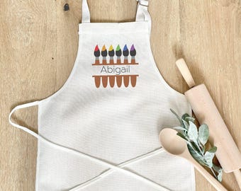 Personalized kids painting apron | faux linen crafting apron