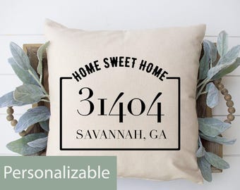 Personalized zip code pillow | housewarming gift, farmhouse decor