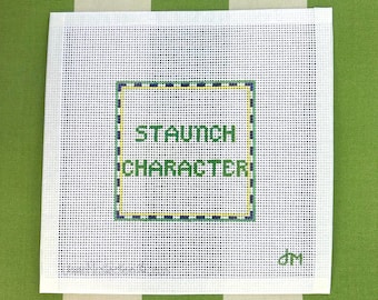 Staunch Character Hand-Painted Needlepoint Canvas: Grey Gardens Inspired, Fun Canvas Project, 13 Mesh (4x4 in)