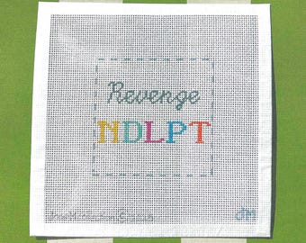 Lienzo de punto de cruz "Venganza NDLPT" (10 x 10 cm), pintado a mano, ideal para colgar en la pared, como posavasos, cojín pequeño o regalo.