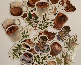Coffee journal stickers, vintage stickers