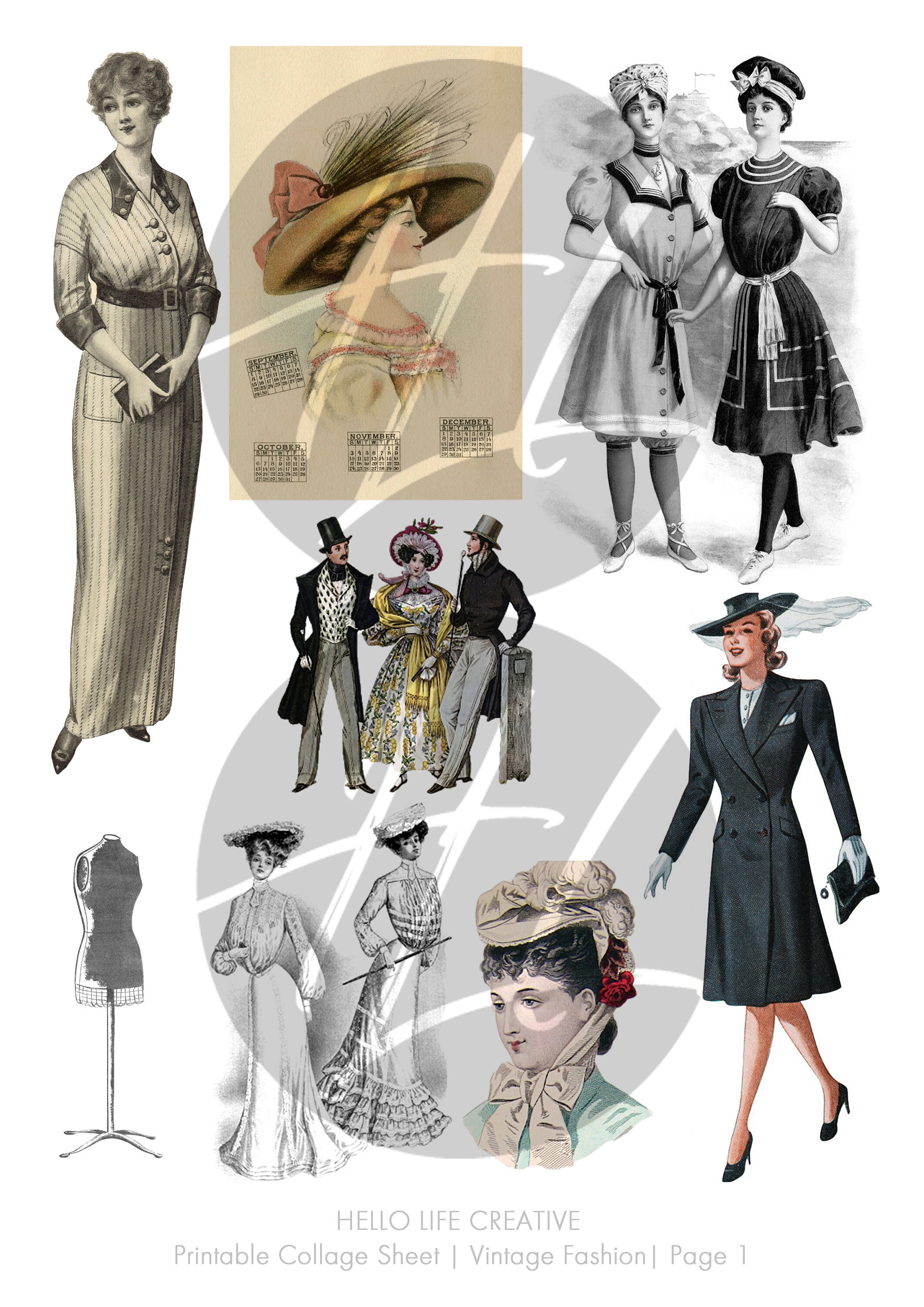 VINTAGE FASHION PRINTABLE Digikit Digital Download - Etsy