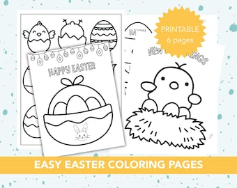 EASTER Easy Colouring Pages | Printable | Instant Download | Easter Coloring | Kids Easter Activity
