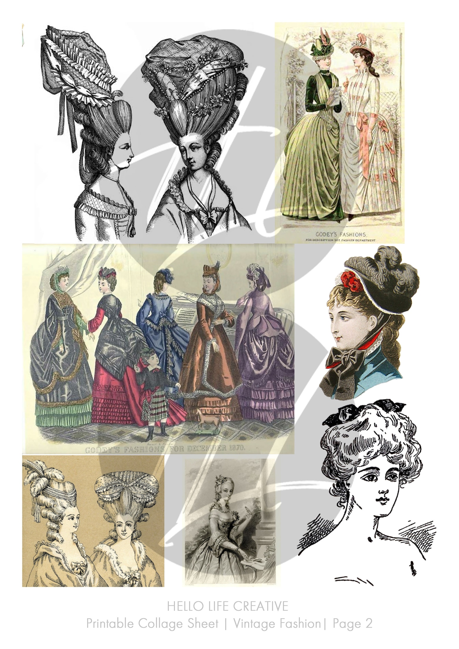 VINTAGE FASHION PRINTABLE Digikit Digital Download - Etsy