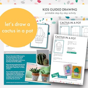 Lezione d'arte di disegno passo-passo del cactus Download digitale istantaneo Attività per bambini