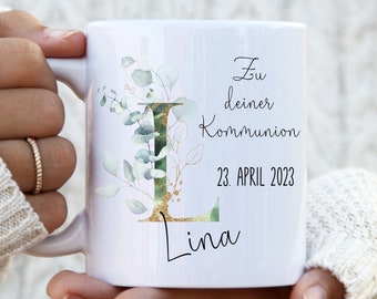 Kommunion Geschenk Tasse Eukalyptus