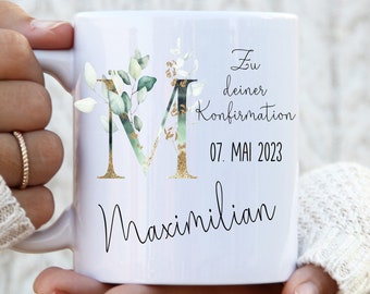 Tasse mit Namen Kommunion personalisiert Monogramm