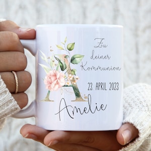 Tasse mit Namen Kommunion personalisiert Monogramm Bild 1