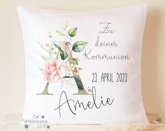 Geschenk zur Kommunion, Kissen personalisiert Monogramm, Kommuniongeschenk