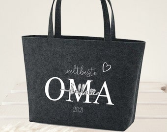 Personalisierte Filz Tasche mit Namen Oma | Geschenk Omi | Einkaufstasche