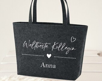 Geschenk Kollegin Filztasche personalisiert weltbeste Kollegin Abschied