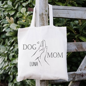 Stofftasche Jutebeutel personalisiert als Geschenk für die Hunde Mama Dog Mom Tote Bag Stoffbeutel