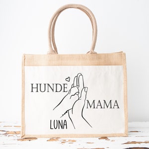 Stofftasche Jutebeutel personalisiert als Geschenk für die Hunde Mama Dog Mom Tote Bag Jutetasche