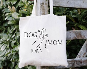 Stofftasche Jutebeutel personalisiert als Geschenk für die Hunde Mama Dog Mom Tote Bag