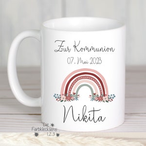 Namenstasse  zur Kommunion personalisiert Regenbogen