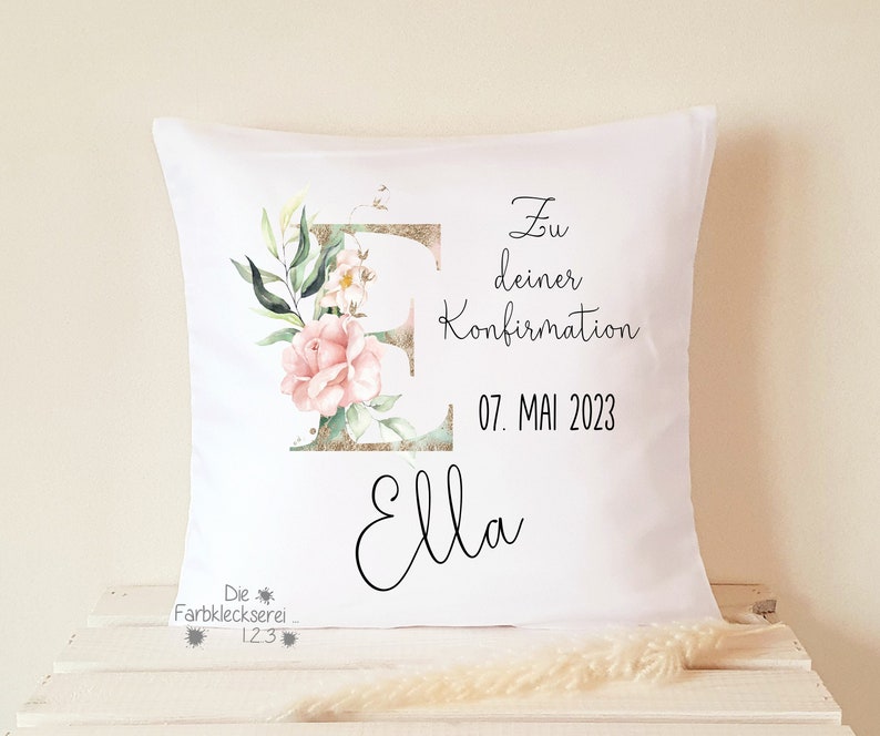 Geschenk zur Konfirmation Kissen personalisiert Monogramm Bild 9