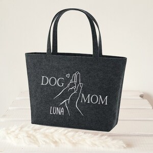 Stofftasche Jutebeutel personalisiert als Geschenk für die Hunde Mama Dog Mom Tote Bag Filztasche