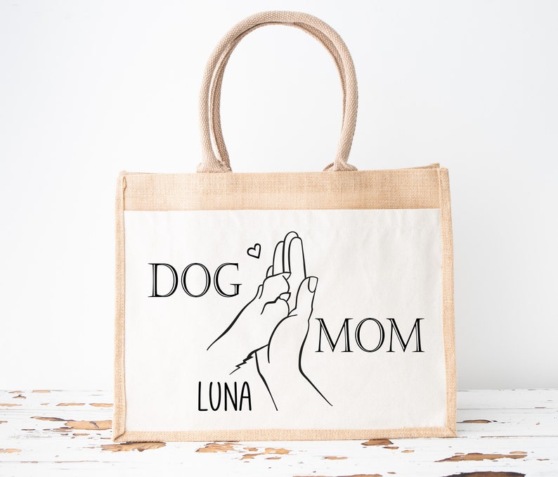 Stofftasche Jutebeutel personalisiert als Geschenk für die Hunde Mama Dog Mom Tote Bag Bild 4