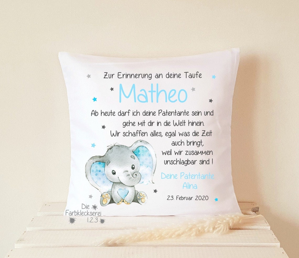 Patenbrief Junge Kissen mit Spruch zur Taufe Geschenk Etsy
