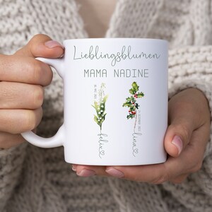 Tasse mit Namen Geburtsblumen, Kaffeetasse Monatsblumen personalisiert Bild 9