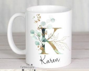 Tasse mit Namen Initialen, Namenstasse Buchstabe,  Kaffee, Tee