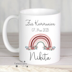 Tasse zur Kommunion Geschenk Regenbogen