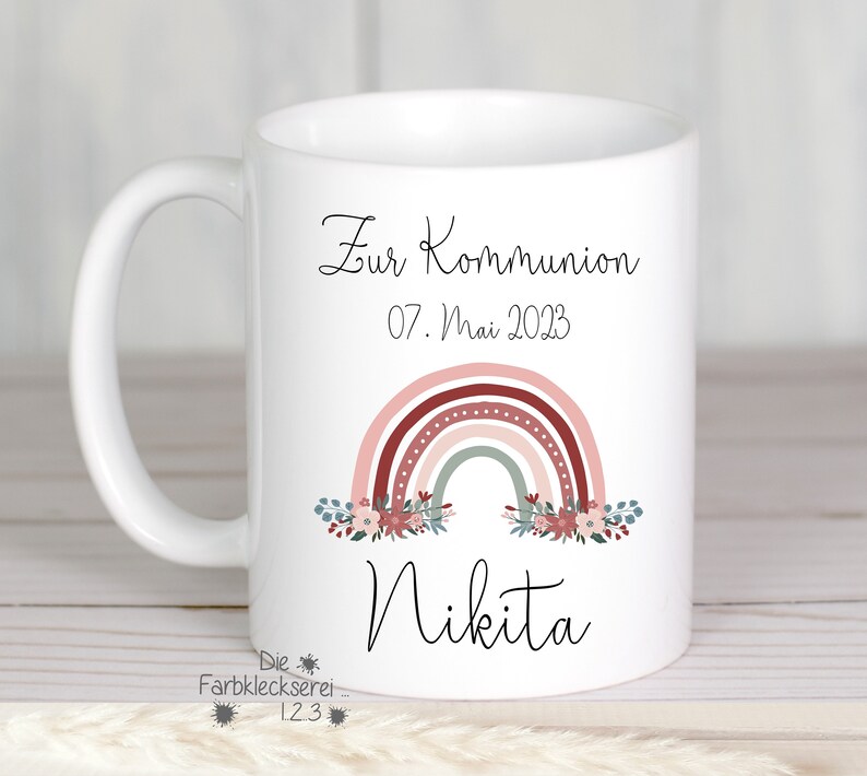 Tasse zur Kommunion Geschenk Regenbogen