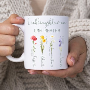 Tasse mit Namen Geburtsblumen, Kaffeetasse Monatsblumen personalisiert Bild 10