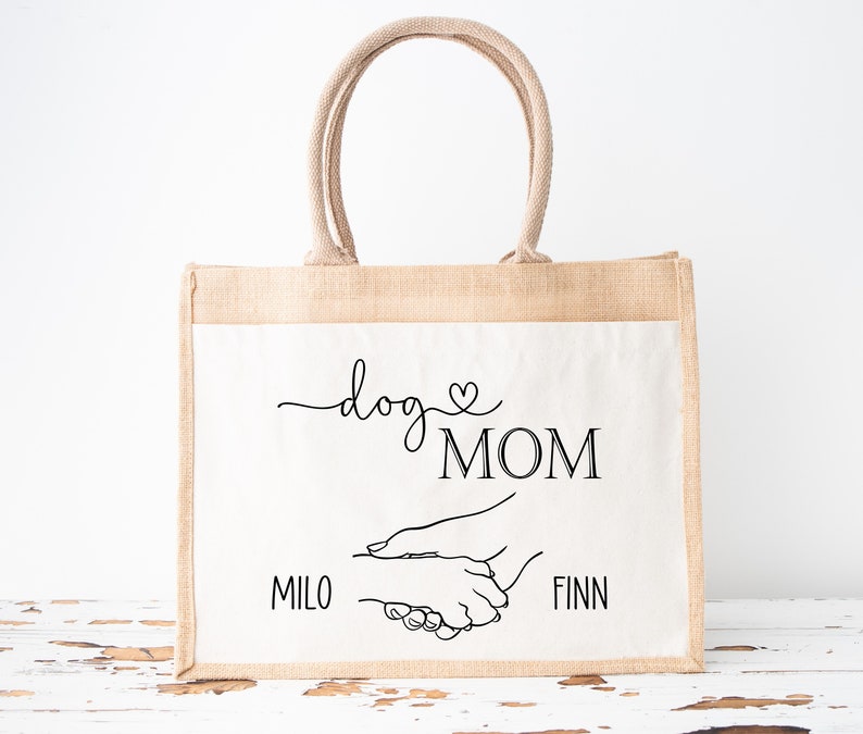 Stofftasche Jutebeutel personalisiert als Geschenk für die Hunde Mama Dog Mom Tote Bag Bild 5