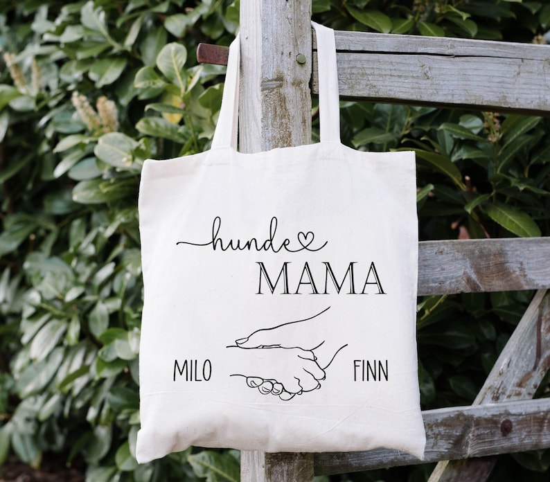 Stofftasche Jutebeutel personalisiert als Geschenk für die Hunde Mama Dog Mom Tote Bag Bild 2