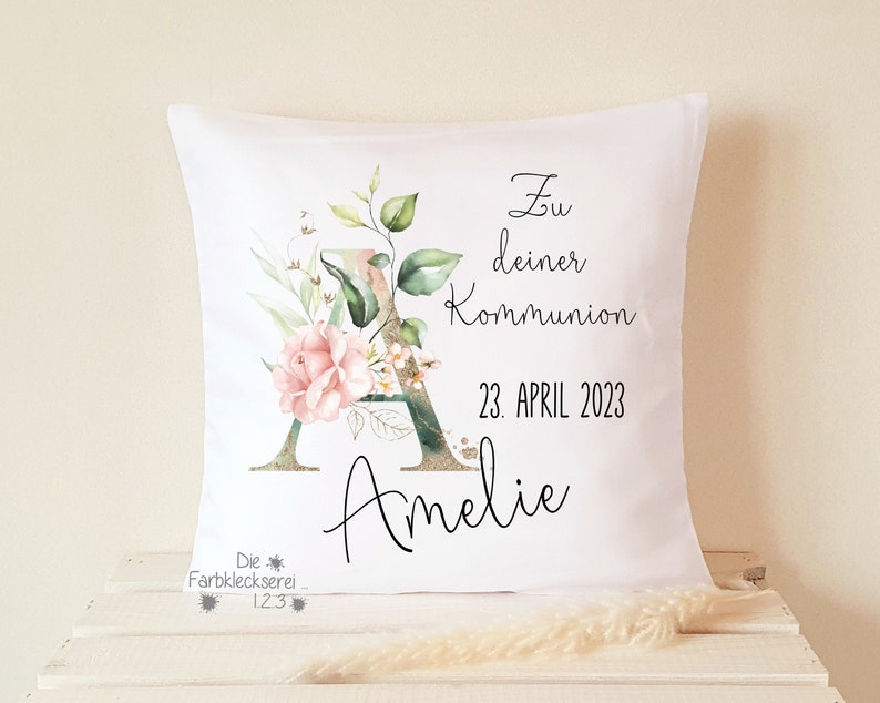 Geschenk zur Konfirmation Kissen personalisiert Monogramm Bild 3