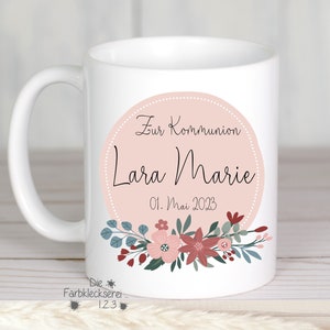 Tasse zur Kommunion Geschenk Blumenkreis