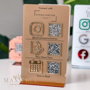 Drievoudig pictogram en QR-code Instagram Business Social Media-bord | Salonbord | Schoonheidsteken | Marketingbord met QR-code afbeelding 13