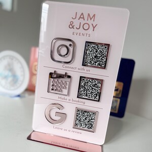 Drievoudig pictogram en QR-code Instagram Business Social Media-bord | Salonbord | Schoonheidsteken | Marketingbord met QR-code afbeelding 12