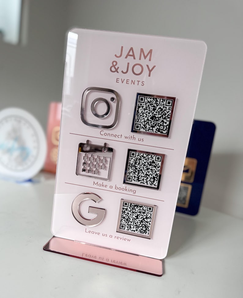 Drievoudig pictogram en QR-code Instagram Business Social Media-bord | Salonbord | Schoonheidsteken | Marketingbord met QR-code afbeelding 12