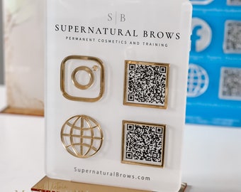 Double QR Code Business Instagram Facebook Social Media Sign | Salon Sign | Beauty QR code Sign