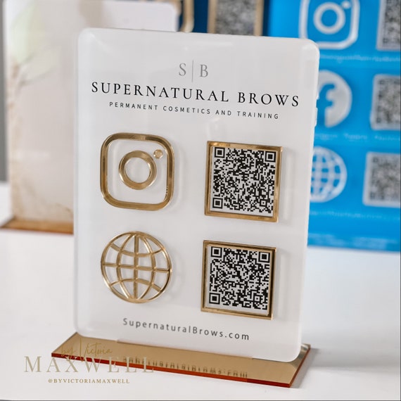 Double QR Code Business Instagram Facebook Social Media Sign | Salon Sign | Beauty QR code Sign