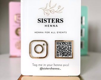 Logo et code QR Entreprise Instagram Facebook Social Media Sign | enseigne de salon | Signe de code QR de beauté