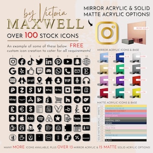 Personalised Social Media Acrylic Sign Stand with Business Logo | Salon Sign | Beauty Sign | Beautician Sign QR Code | Social Network Plaque image 3