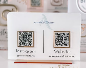 Double Business Social Media QR Code Sign | Salon Sign | Beauty Sign | Hairdressers Beautician Sign