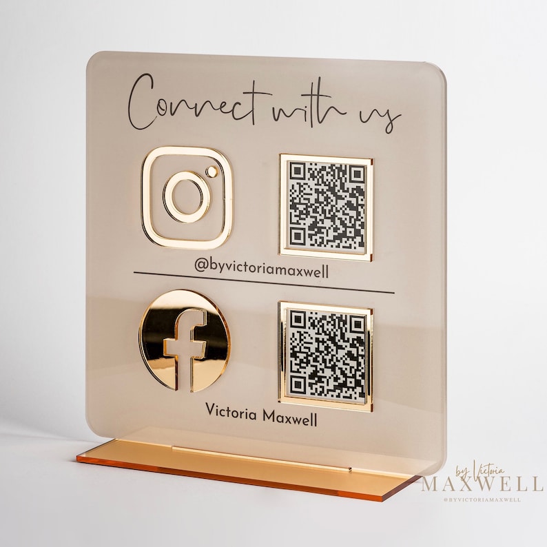 Multi QR Code Business Instagram Facebook Social Media Sign | Salon Sign | Beauty Sign | Hairdressers Beautician Sign 