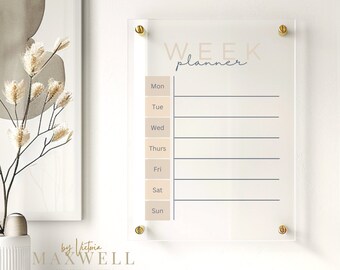 A3 Personal Weekly Planner | Recyclable Acrylic Reusable Wipeable Organization Calendar | + Free Marker Pen