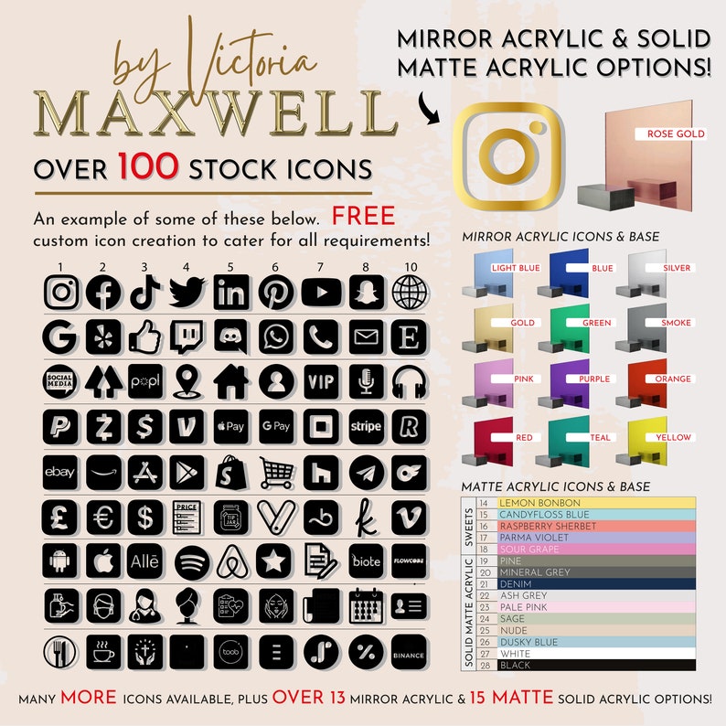 Multi QR Code Instagram Facebook Business Social Media Sign | Salon Sign | QR Code Sign image 4