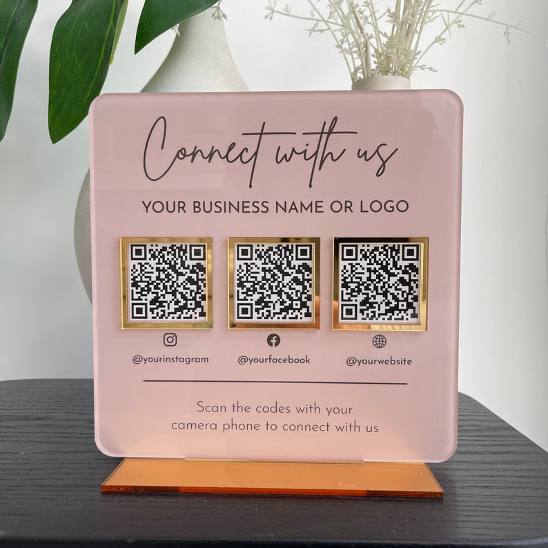 Multi QR Code Business Instagram Facebook Social Media Sign | Salon ...