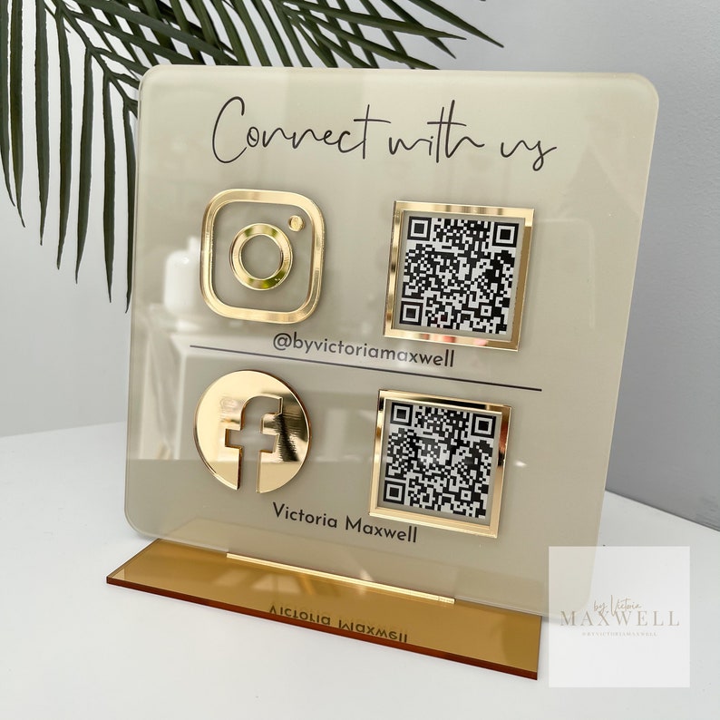 Multi QR Code Business Instagram Facebook Social Media Sign Salon Sign Beauty Sign image 5