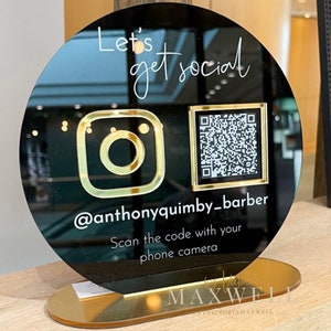 Circle Business Social Media QR Code Sign | Salon Sign | Beauty Sign